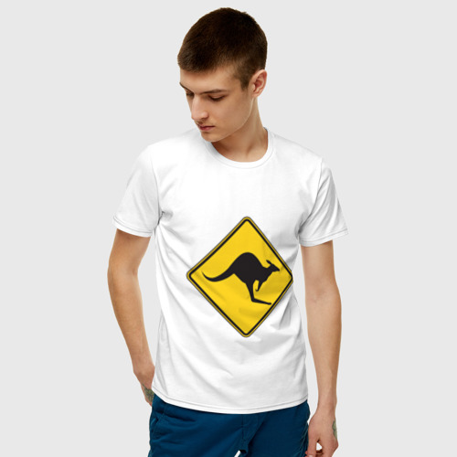 Мужская футболка с принтом Кенгуру DANGER 2 - 3D, фото на моделе #1