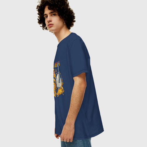 Мужская футболка хлопок Oversize с принтом Pizza Cutter Terror, вид сбоку #3
