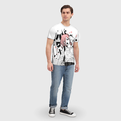 Мужская 3D футболка с принтом Power с котиком - Chainsaw Man, вид сбоку #3