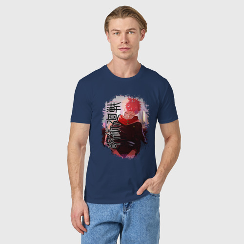 Мужская футболка хлопок с принтом Магическая битва сукуна Итадори заставка аниме, фото на моделе #1