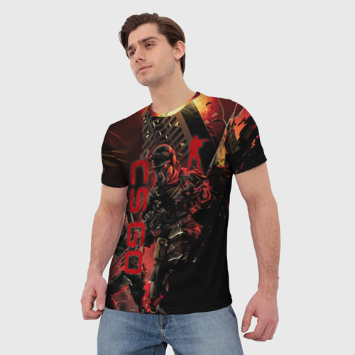 Мужская футболка 3D с принтом CS GO special operation red alert skin КС Го красный код, фото на моделе #1