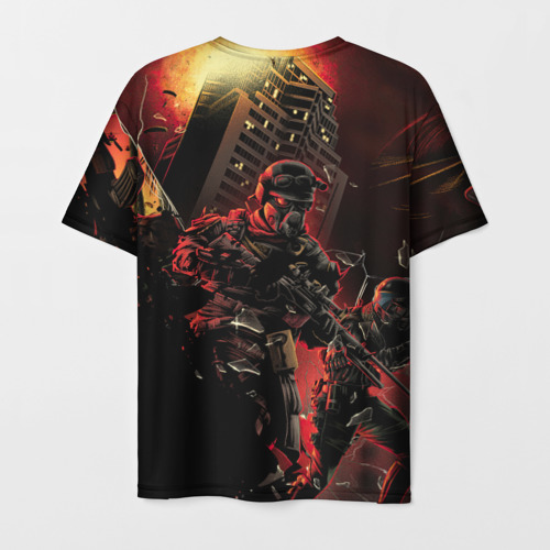 Мужская футболка 3D с принтом CS GO special operation red alert skin КС Го красный код, вид сзади #1