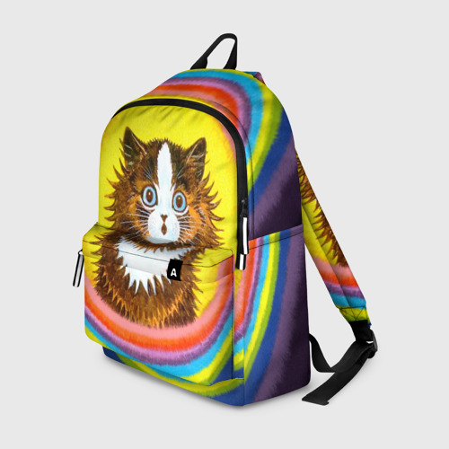 Рюкзак 3D с принтом Радужный кот Луиса Уэйна, вид спереди #2