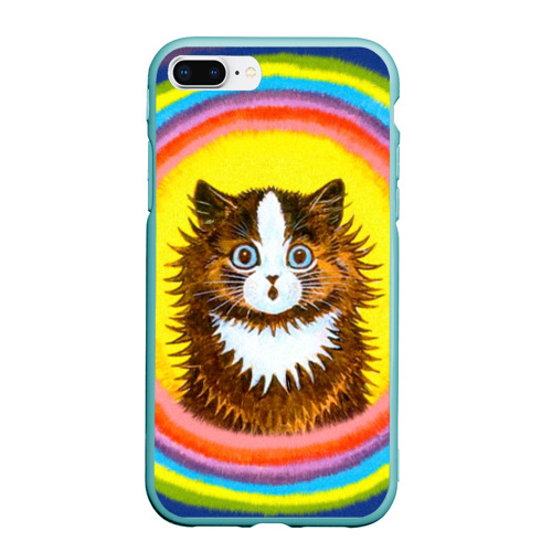 Чехол для iPhone 7Plus/8 Plus матовый с принтом Радужный кот Луиса Уэйна, вид спереди #2