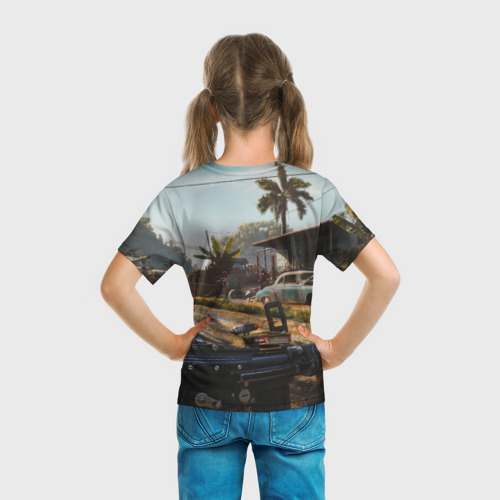 Детская футболка 3D с принтом Far Cry 6 game art, вид сзади #2