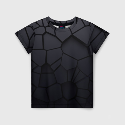 Детская футболка 3D с принтом Карбоновые 3D плиты | 3Д плиты геометрия, вид спереди #2