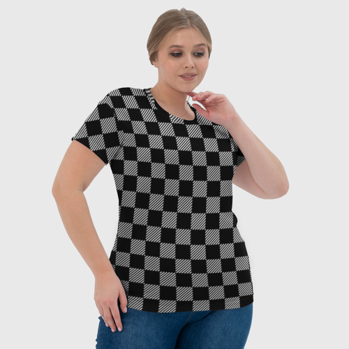 Женская футболка 3D с принтом Шахматные Клетки, фото #4