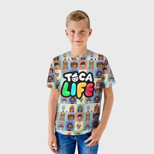 Детская футболка 3D с принтом Toca Boca characters Тока бока персонажи, фото на моделе #1