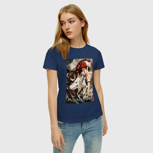 Женская футболка хлопок с принтом Мононоке, фото на моделе #1