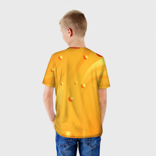 Детская 3D футболка с принтом Медовая волна |  Honey wave, вид сзади #2