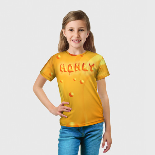 Детская 3D футболка с принтом Медовая волна |  Honey wave, вид сбоку #3