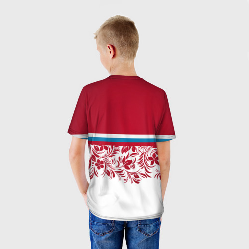 Детская футболка 3D с принтом Российский герб арт, вид сзади #2