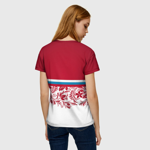 Женская футболка 3D с принтом Российский герб арт, вид сзади #2