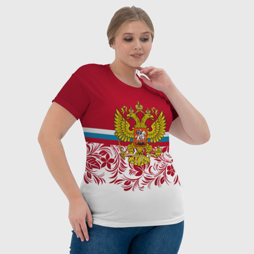 Женская футболка 3D с принтом Российский герб арт, фото #4
