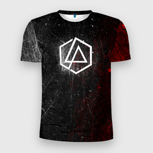 Мужская футболка 3D Slim с принтом Linkin Park Logo | Линкин Парк, вид спереди #2