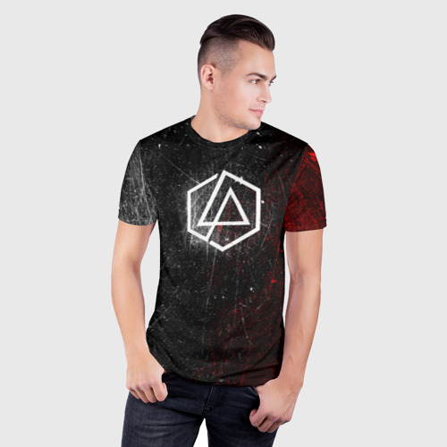 Мужская футболка 3D Slim с принтом Linkin Park Logo | Линкин Парк, фото на моделе #1