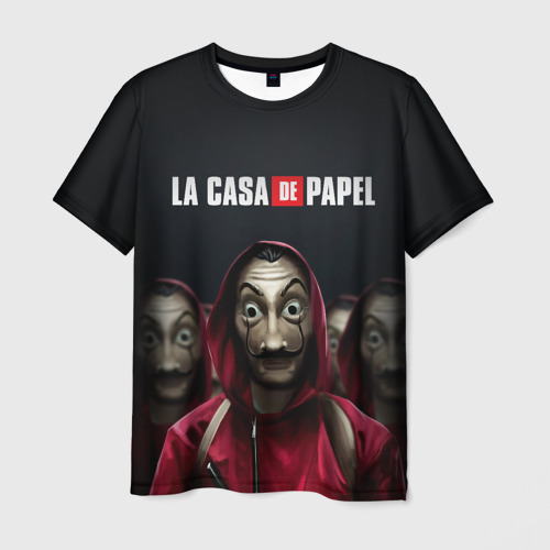 Мужская футболка 3D с принтом Бумажный дом, La Casa de Papel, вид спереди #2