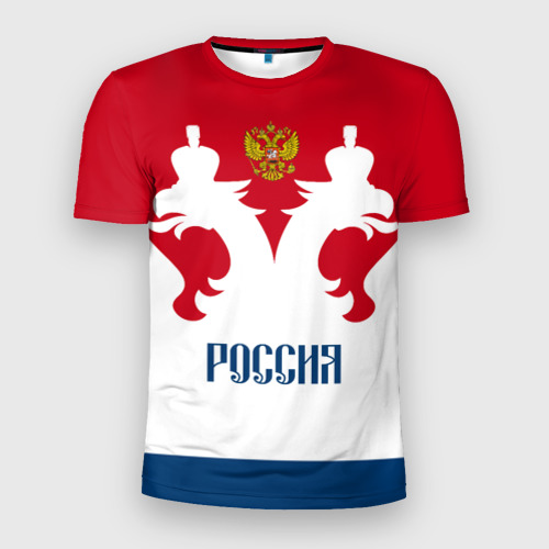 Мужская футболка 3D Slim с принтом Russia Team арт, вид спереди #2