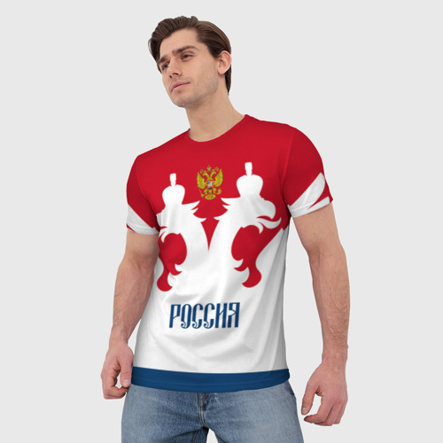 Мужская 3D футболка с принтом Russia Team, фото на моделе #1