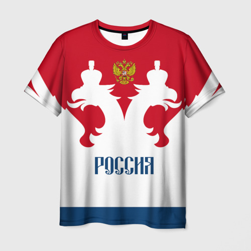 Мужская 3D футболка с принтом Russia Team, вид спереди #2