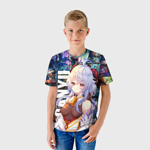 Детская футболка 3D с принтом Гань Юй, Ganyu, фото на моделе #1
