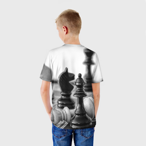 Детская 3D футболка с принтом Шах и мат, вид сзади #2