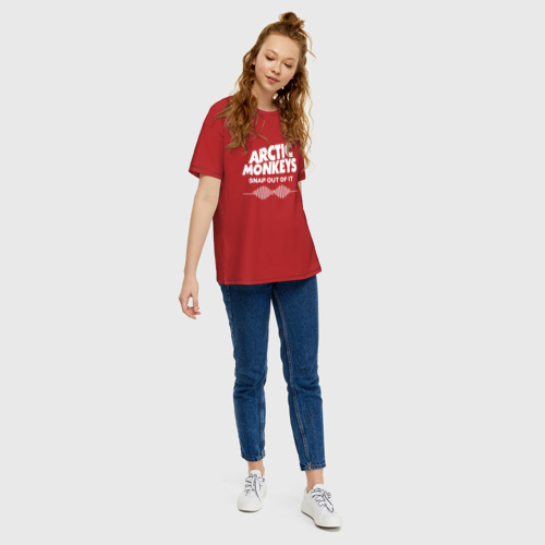 Женская футболка хлопок Oversize с принтом Arctic Monkeys, группа, вид сбоку #3