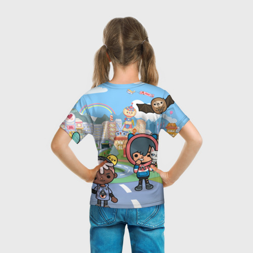 Детская футболка 3D с принтом Toca Boca Город, вид сзади #2