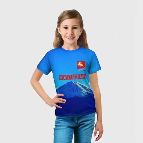 Детская футболка 3D с принтом Магадан | герб, вид сбоку #3