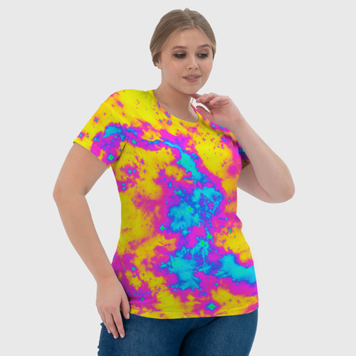 Женская футболка 3D с принтом Яркая абстракция космических красок, фото #4