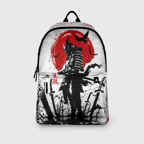 Рюкзак 3D с принтом Ghost of Tsushima: самурай на фоне красного солнца, вид сбоку #3