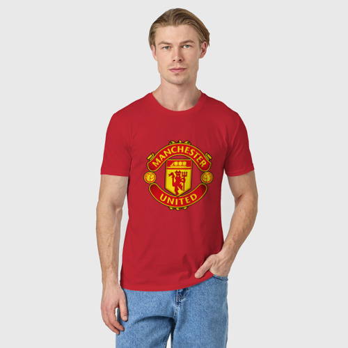 Мужская футболка хлопок с принтом Манчестер Юнайтед логотип, фото на моделе #1