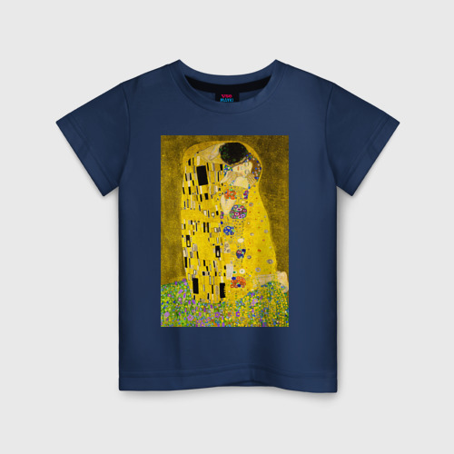 Детская футболка хлопок с принтом Поцелуй картина Климта, вид спереди #2