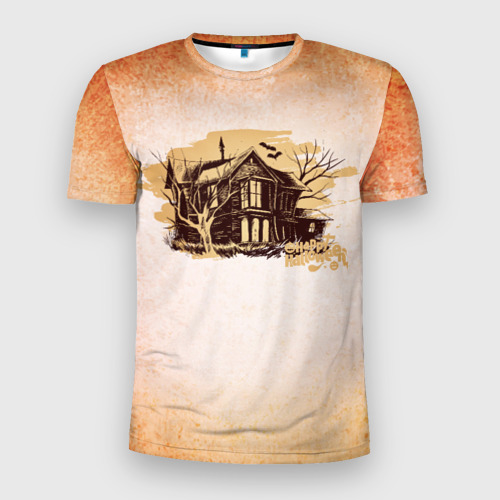 Мужская футболка 3D Slim с принтом Страшный дом, вид спереди #2