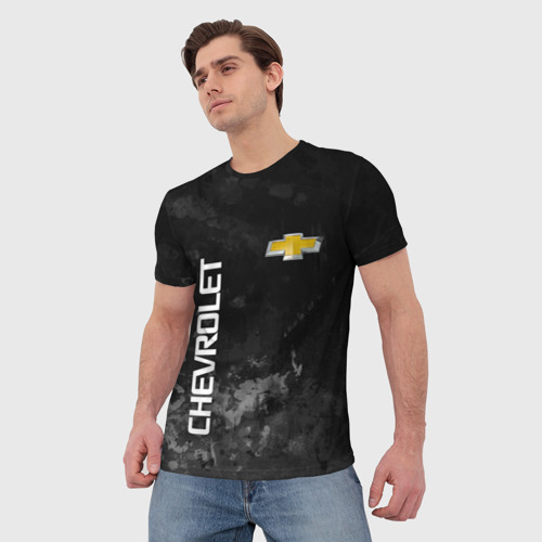 Мужская футболка 3D с принтом Chevrolet, gray, фото на моделе #1