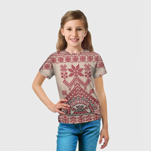 Детская футболка 3D с принтом Славянская вышивка | Узоры Руси, вид сбоку #3