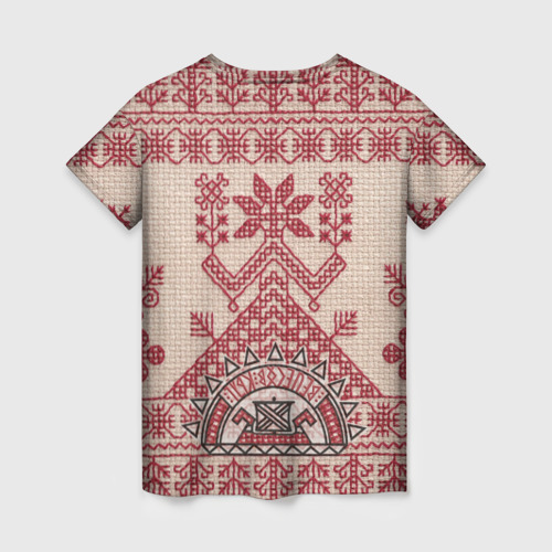 Женская футболка 3D с принтом Славянская вышивка | Узоры Руси, вид сзади #1