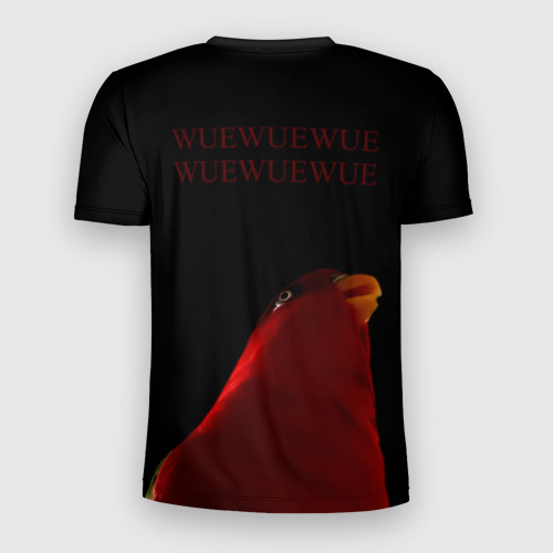 Мужская футболка 3D Slim с принтом Красный попугай | Red parrot, вид сзади #1