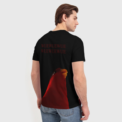 Мужская футболка 3D с принтом Красный попугай Red parrot, вид сзади #2