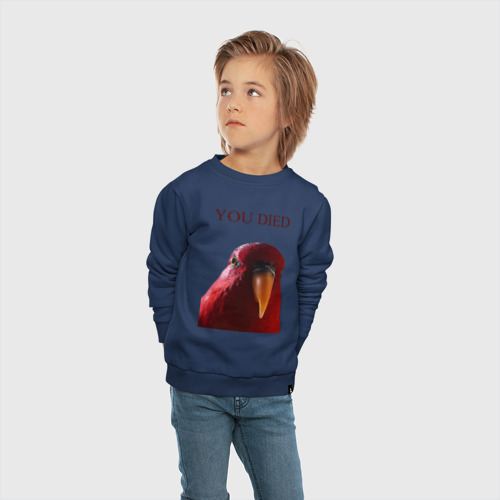 Детский свитшот хлопок с принтом Красный попугай wuewuewuewuewue, вид сбоку #3