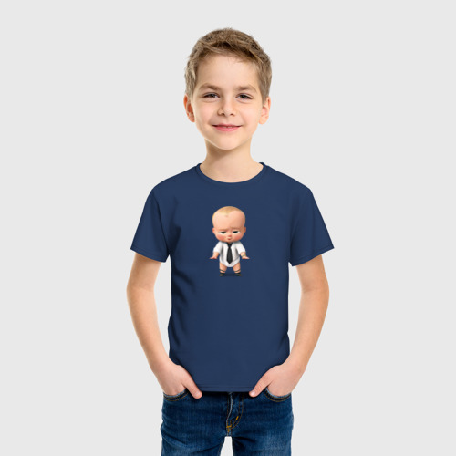 Детская футболка хлопок с принтом Босс Молокосос, фото на моделе #1
