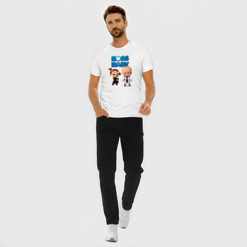 Мужская футболка хлопок Slim с принтом Бос Молокосос 2, вид сбоку #3
