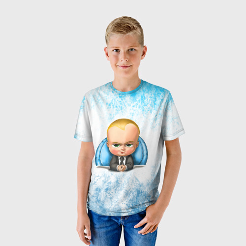 Детская футболка 3D с принтом Босс Молокосос +спина, фото на моделе #1