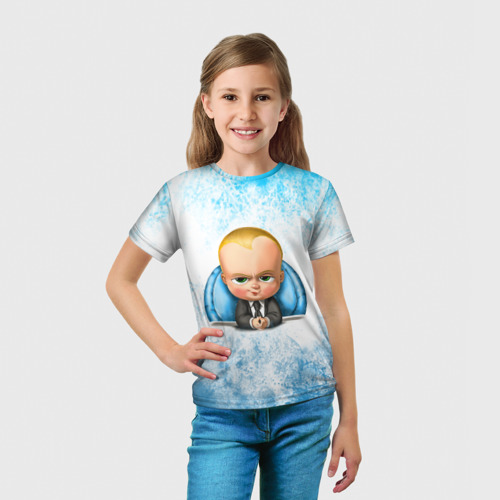Детская футболка 3D с принтом Босс Молокосос +спина, вид сбоку #3