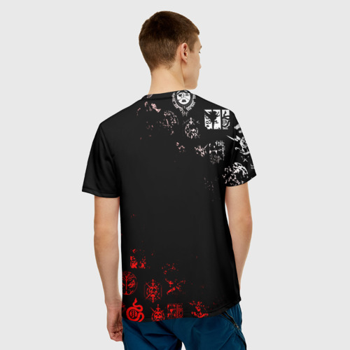 Мужская 3D футболка с принтом DESTINY 2 RED & WHITE PATTERN LOGO, вид сзади #2