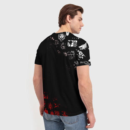 Мужская футболка 3D с принтом Destiny 2 red & white pattern logo, вид сзади #2