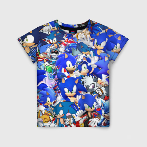 Детская футболка 3D с принтом Sonic синий ёж Соник, вид спереди #2