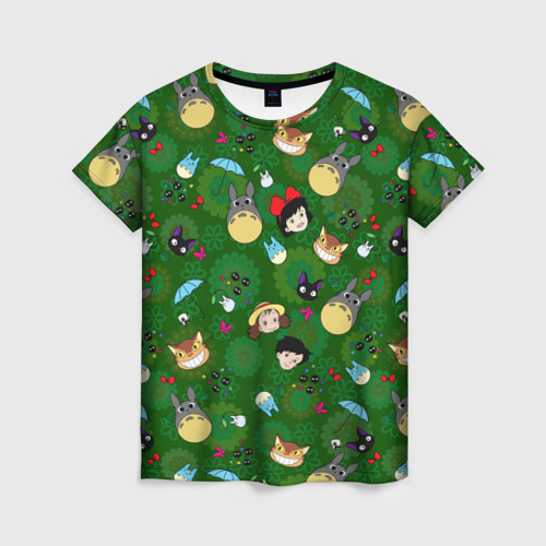 Женская футболка 3D с принтом Totoro&Kiki allstars, вид спереди #2