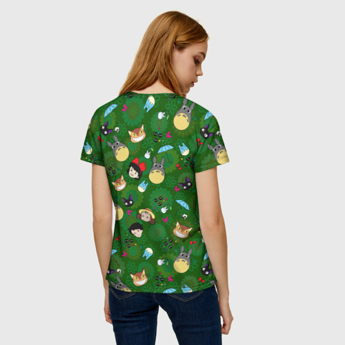 Женская футболка 3D с принтом Totoro&Kiki allstars, вид сзади #2