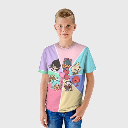 Детская 3D футболка с принтом TOCA BOCA WORLD HEROES / ТОКА  БОКА, фото на моделе #1
